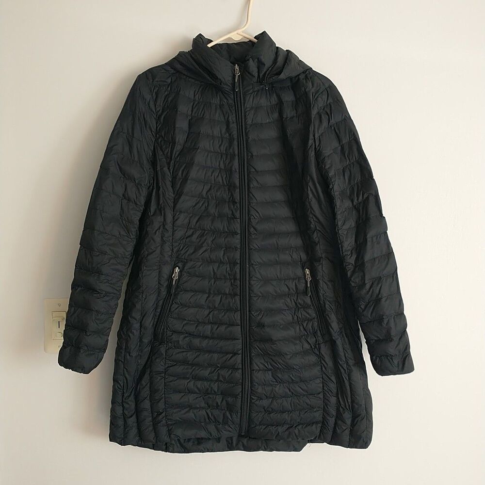 32 Degrees Heat Puffer Jacket Womens XL Black Quilted Hooded Outdoors Casual